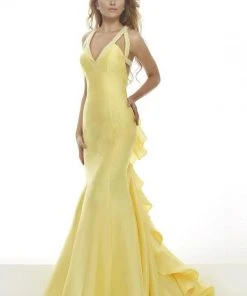 Janique - Bedazzled Sleeveless Sweetheart Ruffled Long Mermaid Gown JA2007