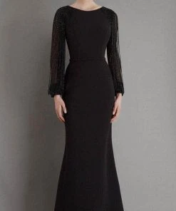 Janique BSH-001 - Long Sleeves Bateau Neck Formal Dress