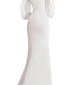 Janique BSH-001 - Long Sleeves Bateau Neck Formal Dress