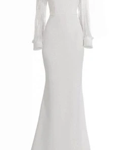 Janique BSH-001 - Long Sleeves Bateau Neck Formal Dress