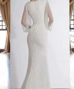 Janique BSH-001 - Long Sleeves Bateau Neck Formal Dress