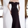 Janique - JA3026 Off-Shoulder Crepe Evening Dress In Black