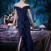 Janique - K6876 Off Shoulder Ruffle Slit Trumpet Gown