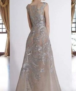 Janique - W2186 Cap Sleeve Embroidered A-Line Gown