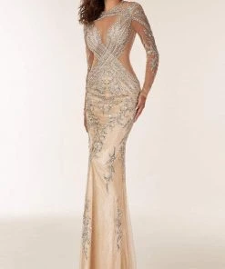Jasz Couture - 6204 Illusion Embellished Sheath Gown