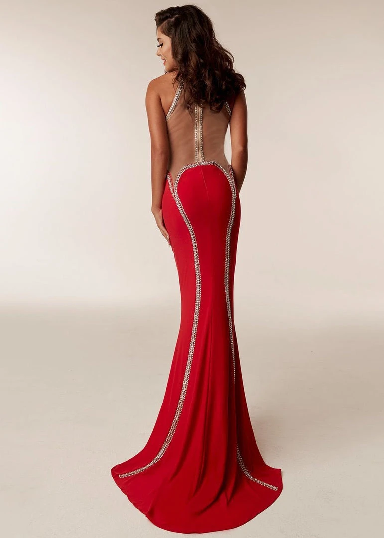 Jasz Couture - 6208 High Halter Contoured Jewel-Trimmed Panel Gown 4 Jasz Couture - 6208 High Halter Contoured Jewel-Trimmed Panel Gown