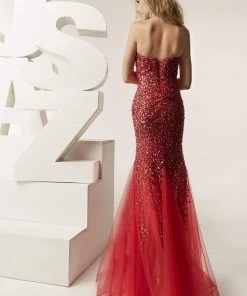 Jasz Couture - 6216 Applique Sweetheart Trumpet Dress