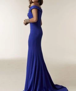 Jasz Couture - 6244 Off-Shoulder Neck Sheath Dress