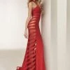 Jasz Couture - 6300 Sheer Side Paneled Fitted Evening Dress