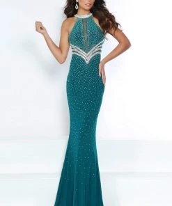 Jasz Couture - 6420 Embellished Halter Mermaid Dress