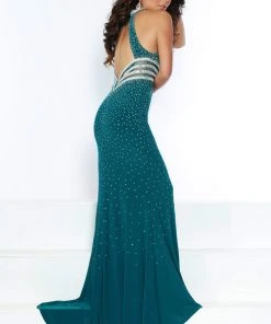 Jasz Couture - 6420 Embellished Halter Mermaid Dress