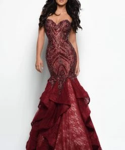 Jasz Couture - 7046 Strapless Embellished Trumpet Gown