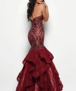 Jasz Couture - 7046 Strapless Embellished Trumpet Gown