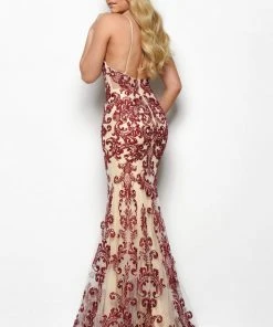Jasz Couture - 7087 Long Contrast Embroidered Mermaid Gown