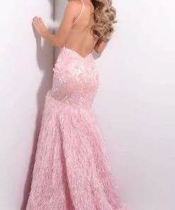 Jasz Couture - 7219 Applique-Ornate Feathered Mermaid Gown