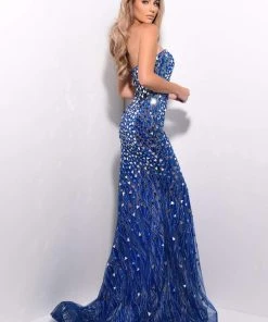 Jasz Couture - 7242 Strapless Geometric Glass Ornate Gown