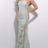 Jasz Couture - 7249 Lace Applique Halter Neck Sheath Dress