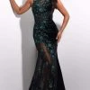 Jasz Couture - 7261 Illusion Beaded Paneled Mermaid Dress