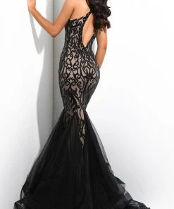 Jasz Couture - 7304 Sleeveless Embroidered Ruffled Trumpet Dress