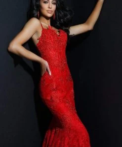 Jasz Couture - 7306 Embellished Sleeveless V-Neck Trumpet Dress 7 Jasz Couture - 7306 Embellished Sleeveless V-Neck Trumpet Dress