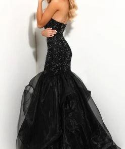 Jasz Couture - 7311 Embellished Strapless Ruffled Trumpet Dress