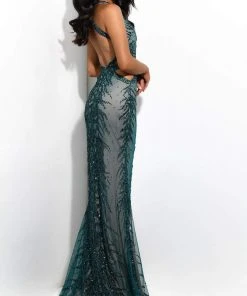 Jasz Couture - 7321 Embellished Halter Neckline Trumpet Dress