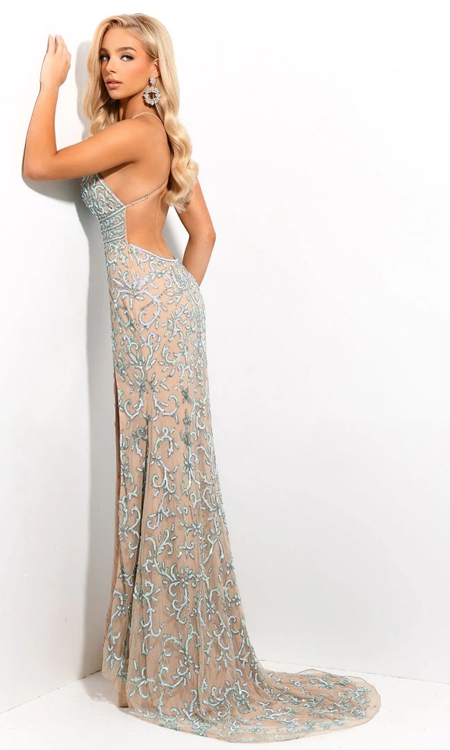 Jasz Couture - 7329 Sparkly Spaghetti Strap V-Neck Empire Dress 4 Jasz Couture - 7329 Sparkly Spaghetti Strap V-Neck Empire Dress