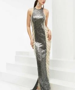 Jasz Couture - Halter Sequined Long Gown 5933