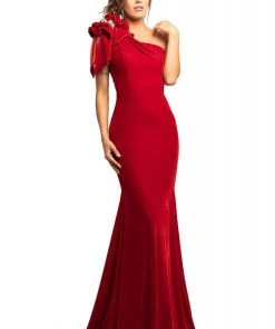 Johnathan Kayne - 2055 Embellished One Shoulder Trumpet Dress