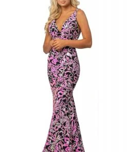 Johnathan Kayne - 2106 Sleeveless V Neck Sequin Velvet Mermaid Gown 17 Johnathan Kayne - 2106 Sleeveless V Neck Sequin Velvet Mermaid Gown