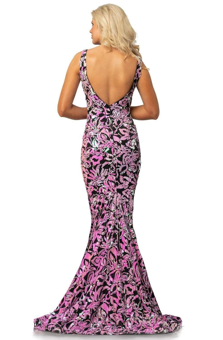 Johnathan Kayne - 2106 Sleeveless V Neck Sequin Velvet Mermaid Gown 10 Johnathan Kayne - 2106 Sleeveless V Neck Sequin Velvet Mermaid Gown