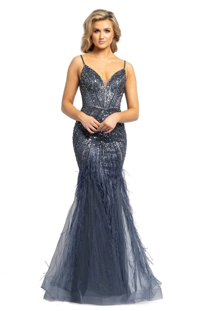Johnathan Kayne - 2173 Beaded Sweetheart Feathered Trumpet Dress 6 Johnathan Kayne - 2173 Beaded Sweetheart Feathered Trumpet Dress