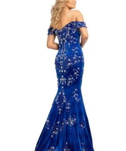 Johnathan Kayne - 2176 Crystal Embellished Off Shoulder Long Dress