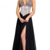 Johnathan Kayne - 2196 Embellished Deep V Neck A-line Gown With Slit 1 Johnathan Kayne - 2196 Embellished Deep V Neck A-line Gown With Slit