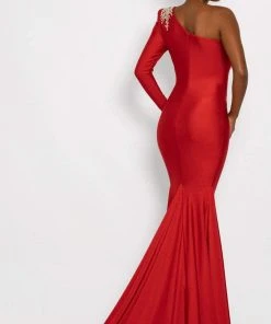 Johnathan Kayne - 2224 Jeweled One Shoulder High Slit Evening Gown