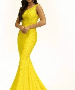 Johnathan Kayne - 2318 Asymmetrical Trumpet Evening Dress