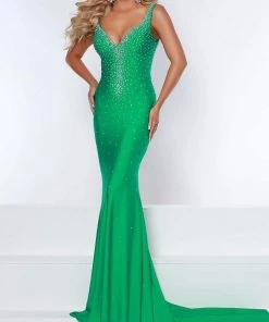Johnathan Kayne - 2445 Beaded Plunging Sweetheart Gown
