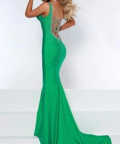 Johnathan Kayne - 2445 Beaded Plunging Sweetheart Gown