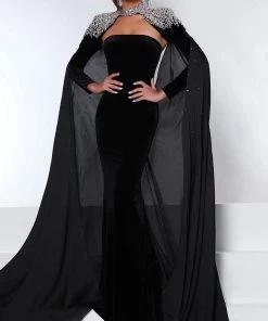Johnathan Kayne - 2453 Straight Across Mermaid Long Sleeve Gown