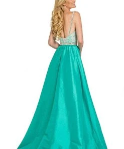 Johnathan Kayne - 7242 Embellished V-neck Sheath Dress