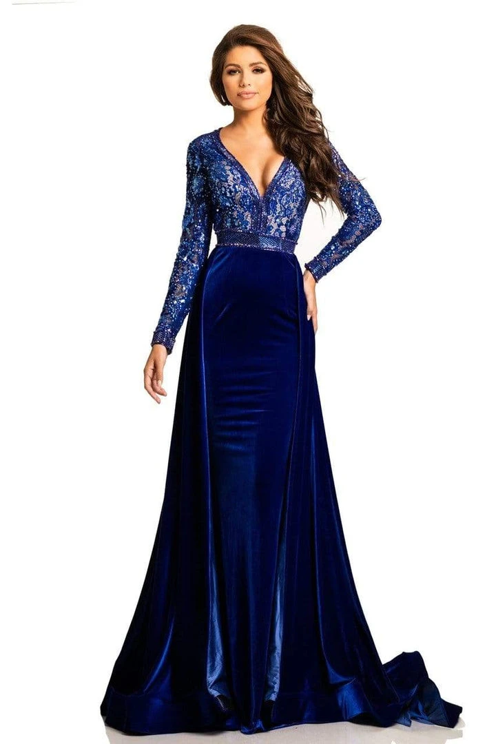 Johnathan Kayne - 8013 Embellished Lace Velvet Gown 4 Johnathan Kayne - 8013 Embellished Lace Velvet Gown
