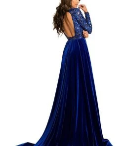 Johnathan Kayne - 8013 Embellished Lace Velvet Gown 12 Johnathan Kayne - 8013 Embellished Lace Velvet Gown