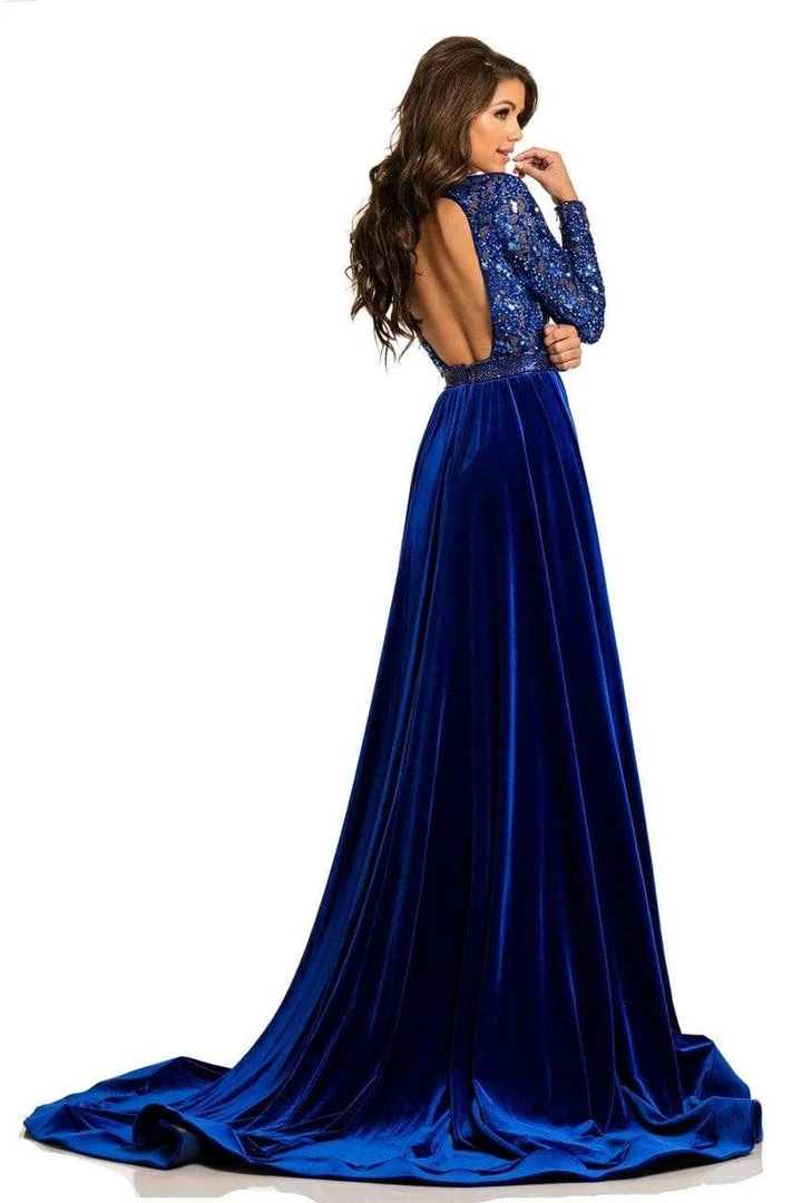 Johnathan Kayne - 8013 Embellished Lace Velvet Gown 5 Johnathan Kayne - 8013 Embellished Lace Velvet Gown