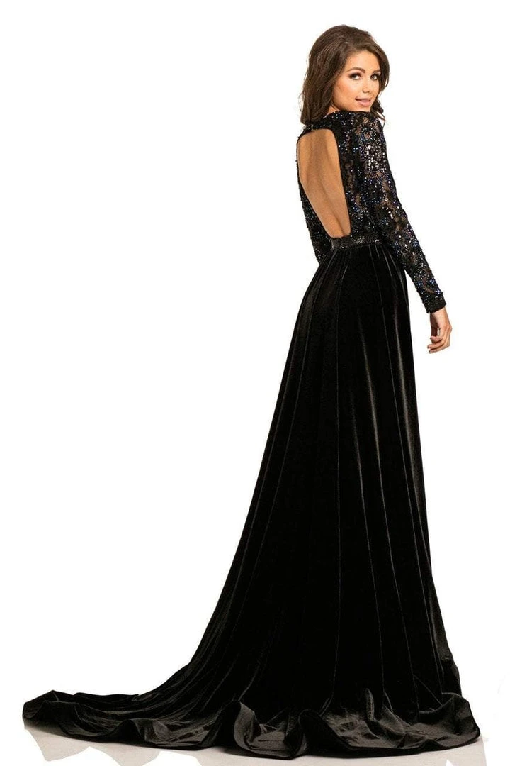 Johnathan Kayne - 8013 Embellished Lace Velvet Gown 7 Johnathan Kayne - 8013 Embellished Lace Velvet Gown