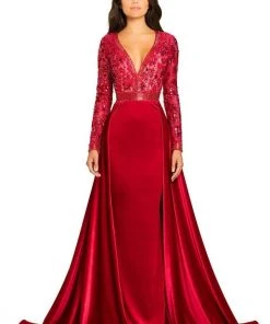 Johnathan Kayne - 8013 Embellished Lace Velvet Gown 16 Johnathan Kayne - 8013 Embellished Lace Velvet Gown