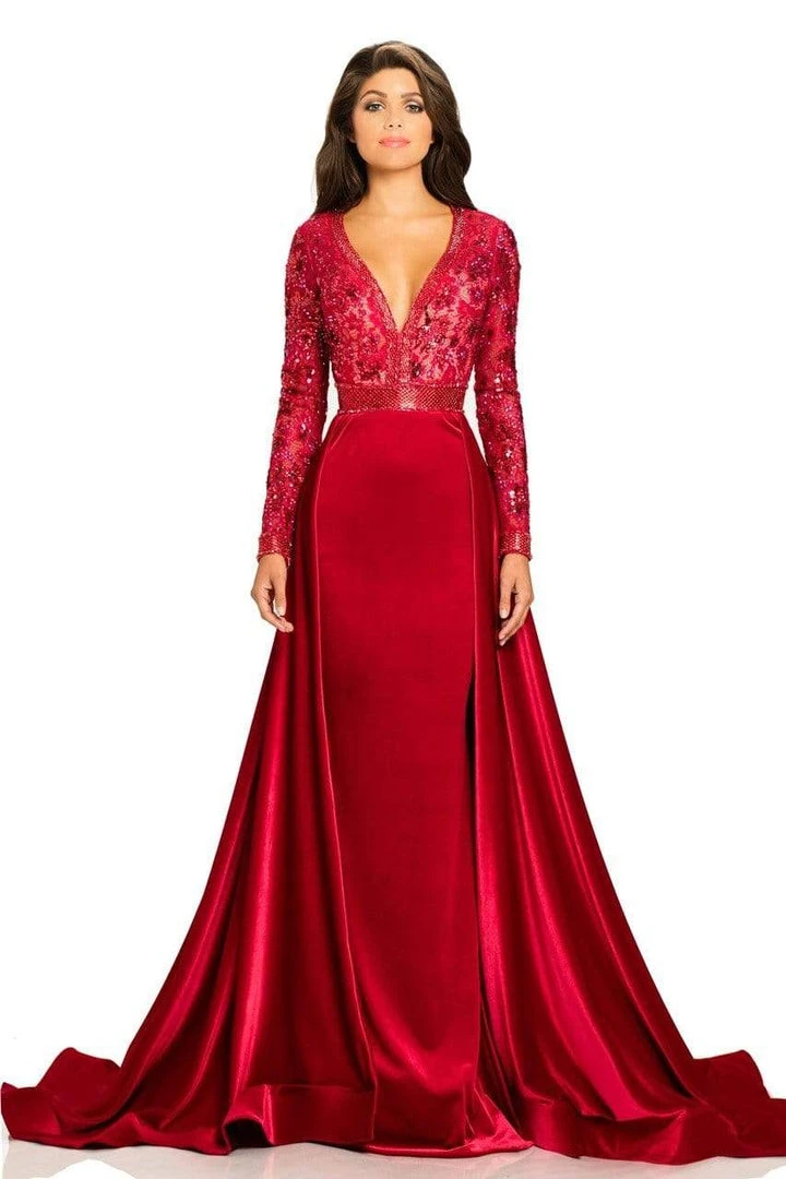 Johnathan Kayne - 8013 Embellished Lace Velvet Gown 9 Johnathan Kayne - 8013 Embellished Lace Velvet Gown