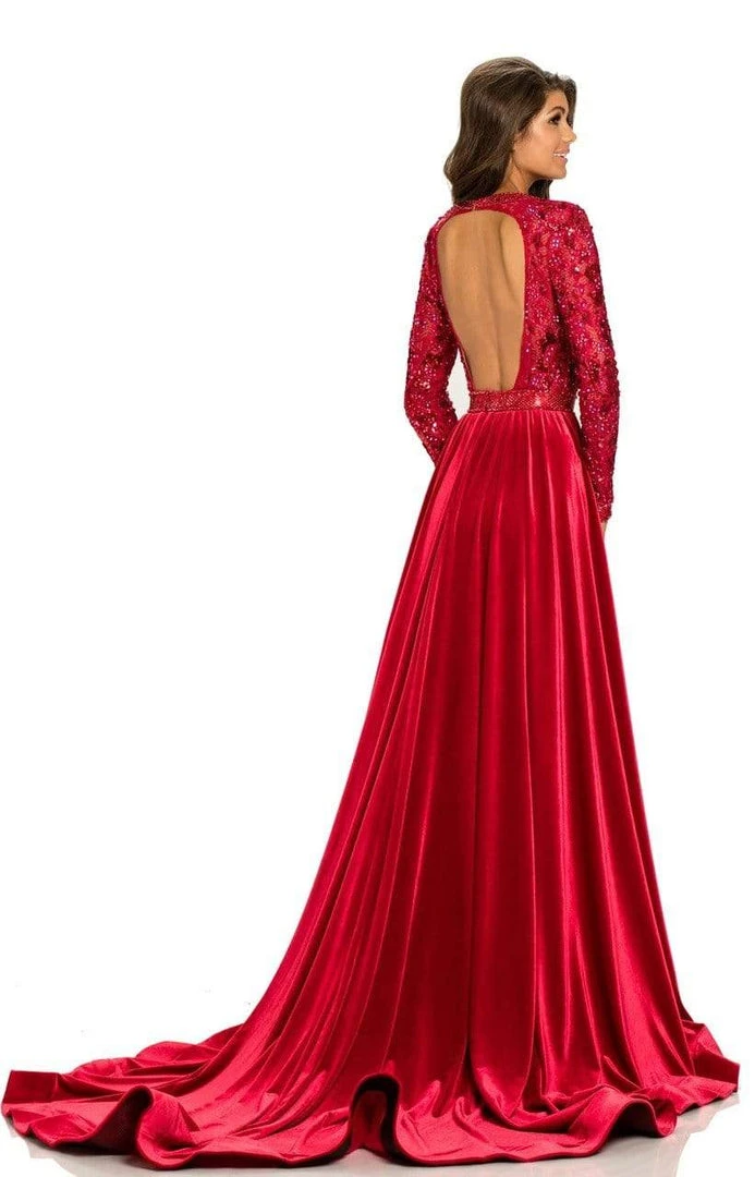 Johnathan Kayne - 8013 Embellished Lace Velvet Gown 10 Johnathan Kayne - 8013 Embellished Lace Velvet Gown
