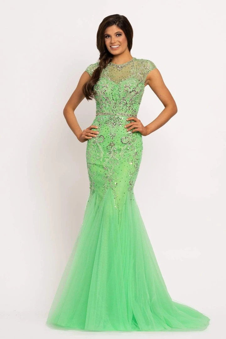 Johnathan Kayne - 9039 Jeweled Cap Sleeve Illusion Gown 8 Johnathan Kayne - 9039 Jeweled Cap Sleeve Illusion Gown