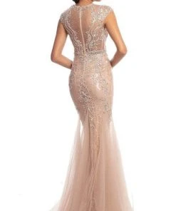 Johnathan Kayne - 9039 Jeweled Cap Sleeve Illusion Gown