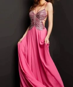 Jovani 000297 - Butterfly Motif Chiffon Prom Dress